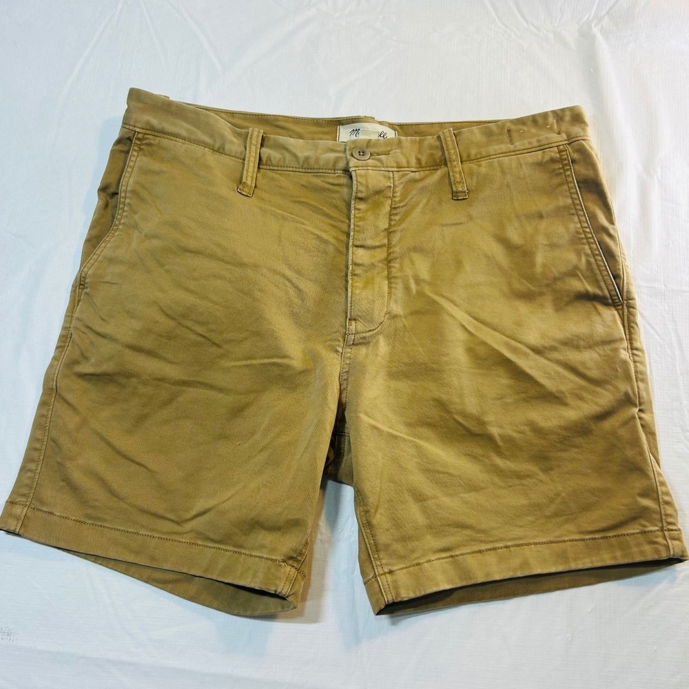 Madewell Mens Khaki Tan Chino Shorts Size 36‎ Cotton Stretch Summer 7 Inseam